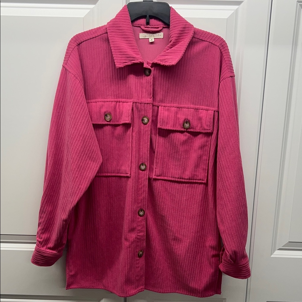 Rewind - Women's Pink Button-Up Jacket Shirt - Medium